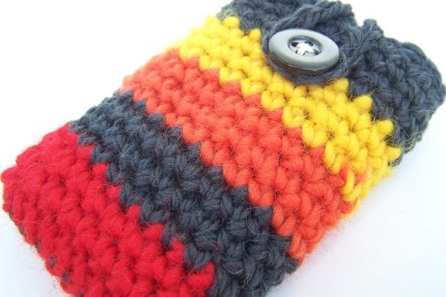 Iphone 5 Ipod case iphone case cozy wool handmade red gray yellow orange cover