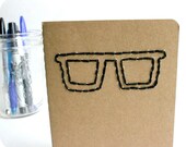 Nerd Glasses Moleskine Notebook black brown embroidered stationery notepad