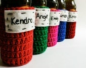Wedding Monogrammed Koozies Bottle Can Cozy bridesmaid groomsmen favor custom personalized crochet cover