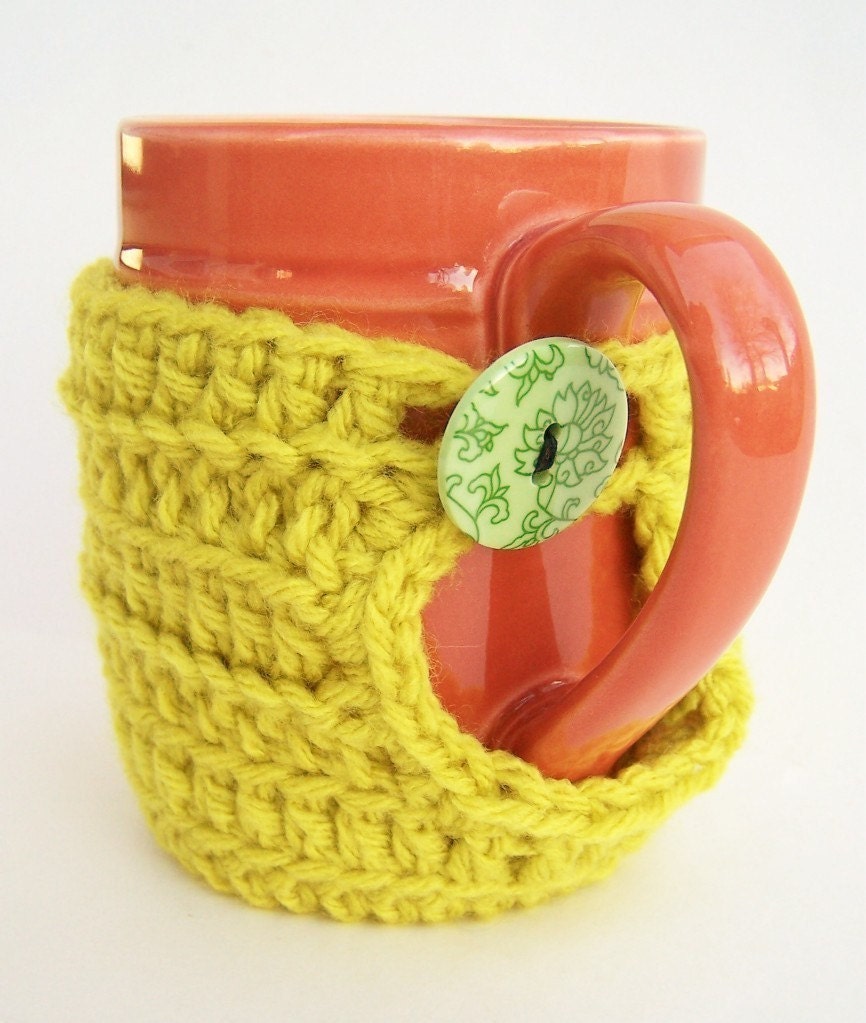 Coffee cozy mug cozy crochet green