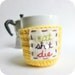 Grumpy mug cozy coffee cozy tea cup yellow eat die pray love crochet handmade cover