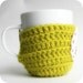Coffee Mug Cozy Tea Cup Im Hot chartreuse red white crochet handmade cover