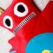 RESERVED FOR CSEDLACEK --- Emerson / red plush robot toy