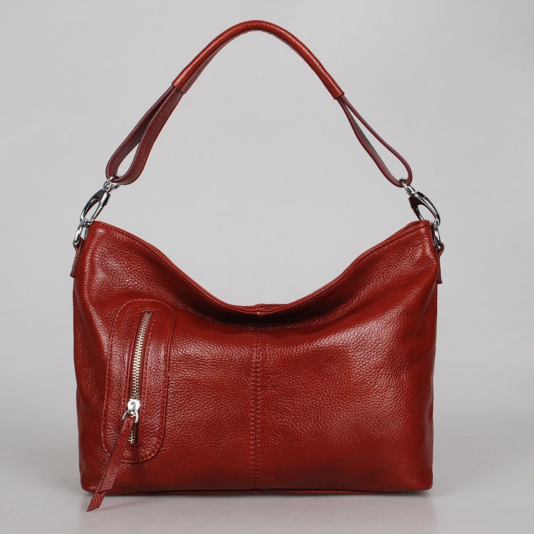 Leather hobo Max small burgundy---Adeleshop handmade Leather bag Messenger Diaper bag Shoulder bag Tote Handbag Hip bag Women