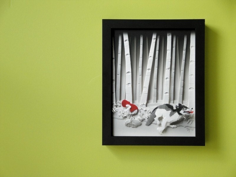 Little Red Riding Hood - Giclee Print of Paper Illustration 8inx10in