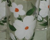 4 Beautiful Handpainted White Floral Glasses