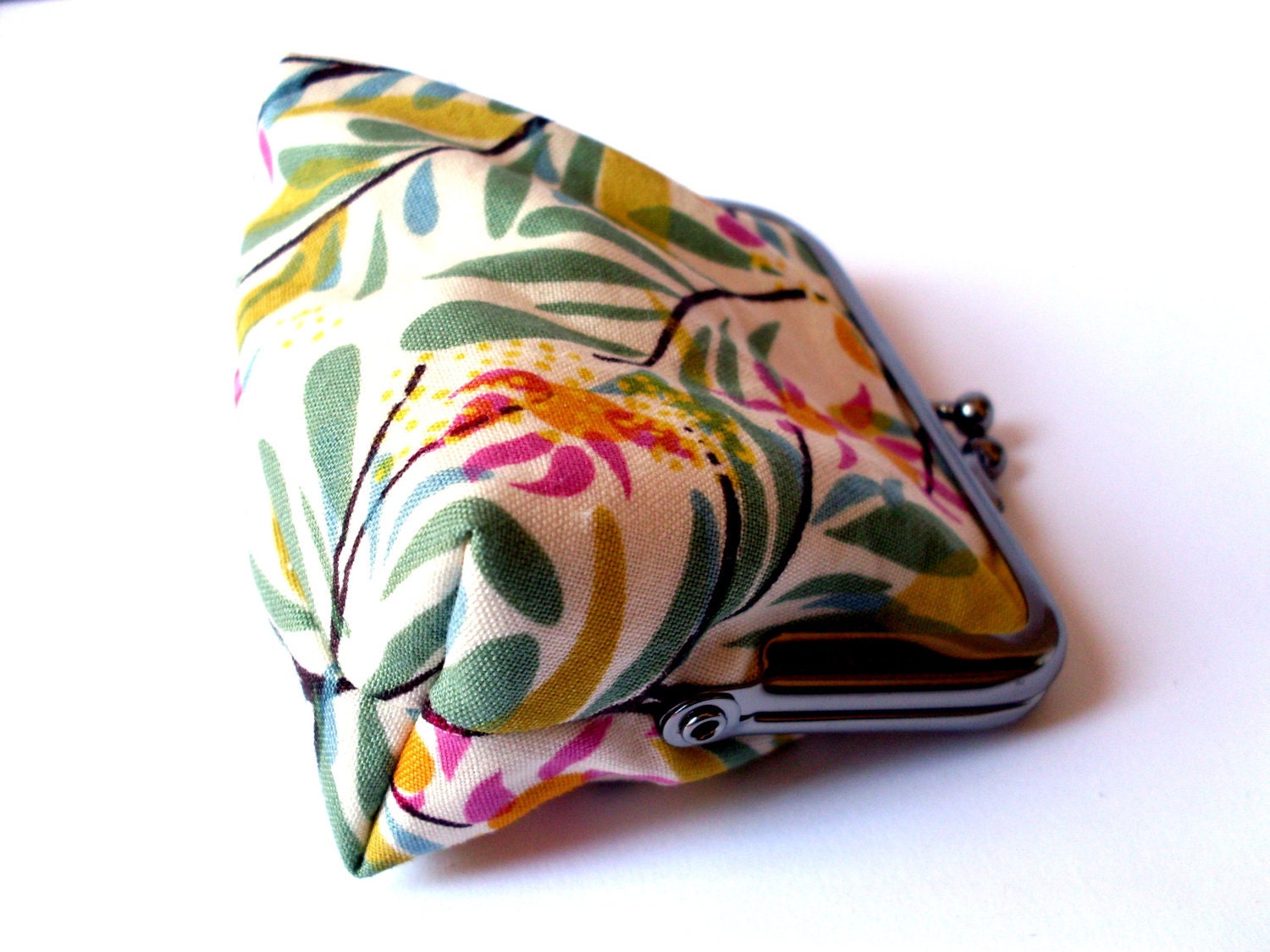 Tree branch coin purse woodland nature green pink white
