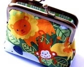 Safari coin purse for girls school lunch money elephant lion monkey zebra