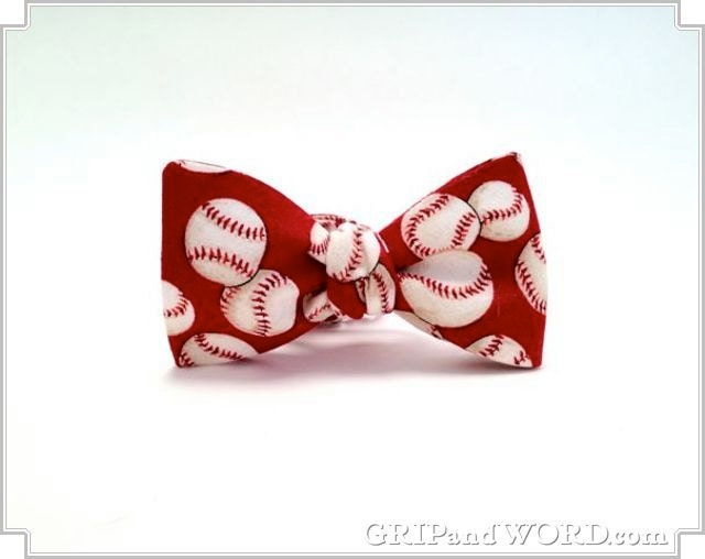 The Cooperstown - Red Baseball bow Tie