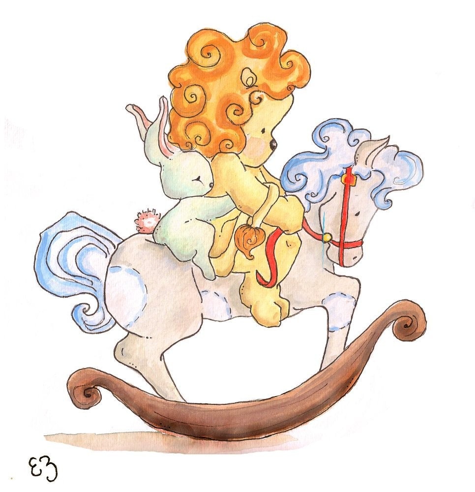 Della and Eugene with Rocking Horse PRINT 8X10