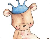 At Royal Ease in Sky Blue. PRINT.8X10. Nursery Art Wall Decor
