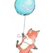 Children Art Print. Fox Flys Away. PRINT 8X10. Nursery Art Home Decor
