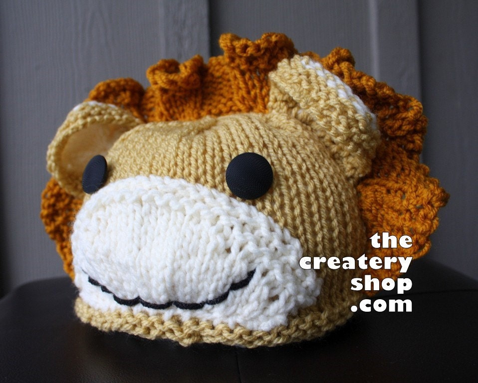 Knitting Pattern Baby Lion Animal Hat (PDF)