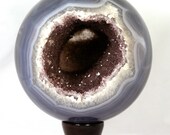 Sphere, Agate Geode Crystal Quartz Druzy, Blue,Gray, Smoky Brown,  4.59 Inch Home, Office Decor