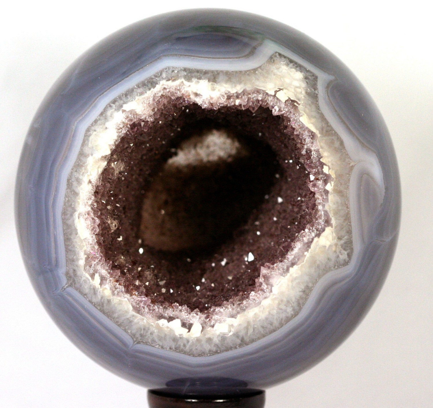 Sphere, Agate Geode Crystal Quartz Druzy, Blue,Gray, Smoky Brown,  4.59 Inch Home, Office Decor