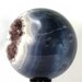 Sphere, Agate Geode Crystal Quartz Druzy, Blue,Gray, Smoky Brown,  4.59 Inch Home, Office Decor