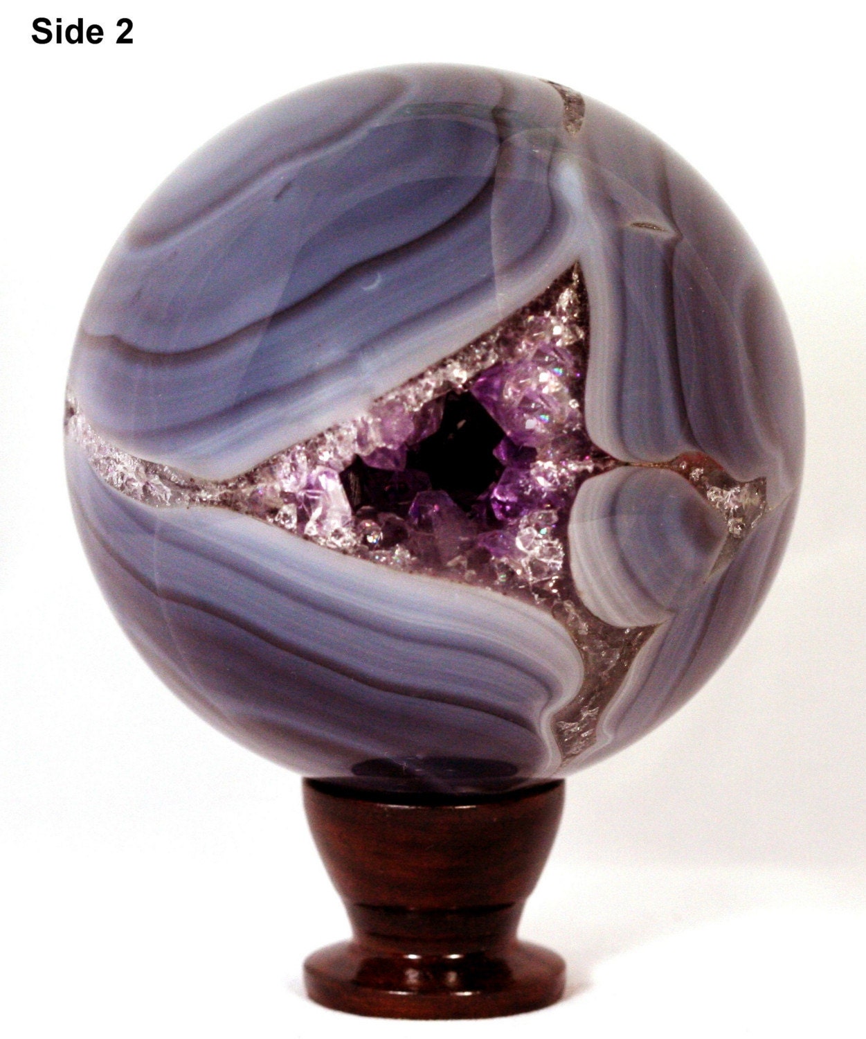 RESERVED - 3.41 Inch Amethyst Agate Druzy Gemstone Geode Sphere or Crystal Ball Inv. 29