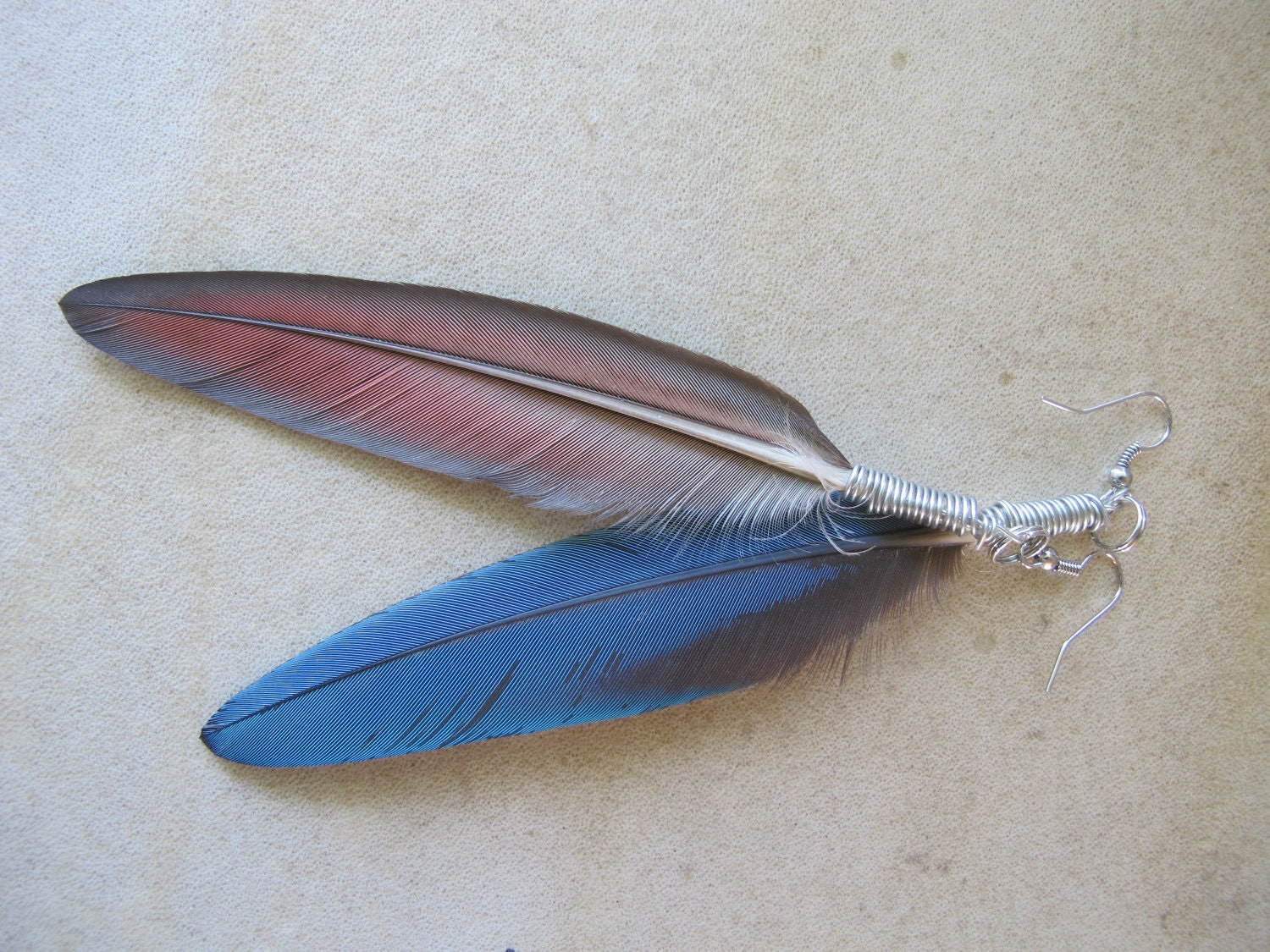 Cobalt Blue Feather Earrings - Hippie Chic - Rocker Chick - Elegant - Feather Jewelry - Earrings - Jewelry -