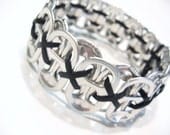 Pop Soda Can Tab Bracelet BLACK CORD - Recycled - Upcycled - Like Kristen Stewart's - Twilight inspired - Does not scratch - Washed tabs