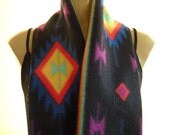 last one..Native.. Black, Cobalt, Red and Yellow,...Unisex Polar Fleece..Everyday winter scarf...Cozy and Trendy
