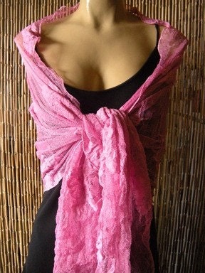 Last one..Orchid Pink...Lace Neck and Shoulder Rag ..Generous sizing...Pure Sophistication....