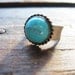 Turquoise and Silver Adjustable Band Ring - Vintage Upcycled Silver and Turquoise Ring - Eco Mother's Day