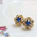 SALE - sapphire Blue Vintage Rhinestone Flower Cluster Petite Post Earrings - Mother's Day Gift