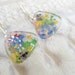 Rainbow Summer Garden-Queen Anne's Lace Pressed Flower Glass Triangle Dangle Earrings-Symbolizes Peace