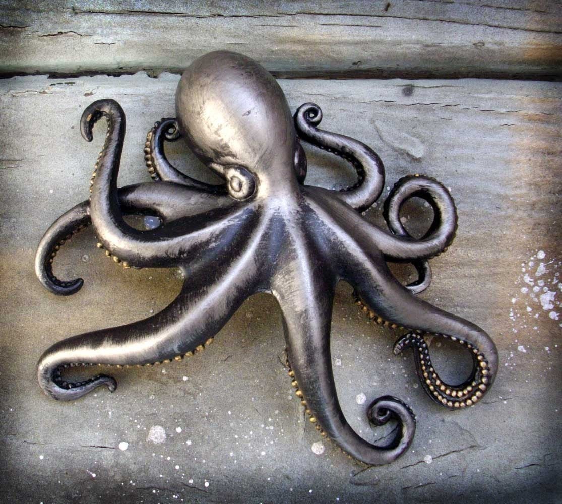 Silver Octopus hair clip Steampunk Couture Cthulhu