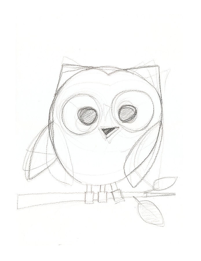 Halloween owl Print - Curious OWL PENCIL Drawing - archival art print
