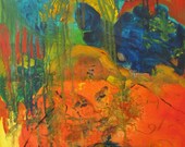 Large abstract contemporary lady Original oil painting woman flirting with men canvas fine art 18 x 24