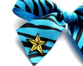 Turquoise Blue Zebra Print Hair Bow Nautical Star Tattoo