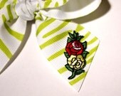 Green Zebra Print Hair Bow Red Yellow Rose Tattoo