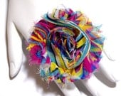Multi Colored Fabric Rosette Adjustable Filigree Ring