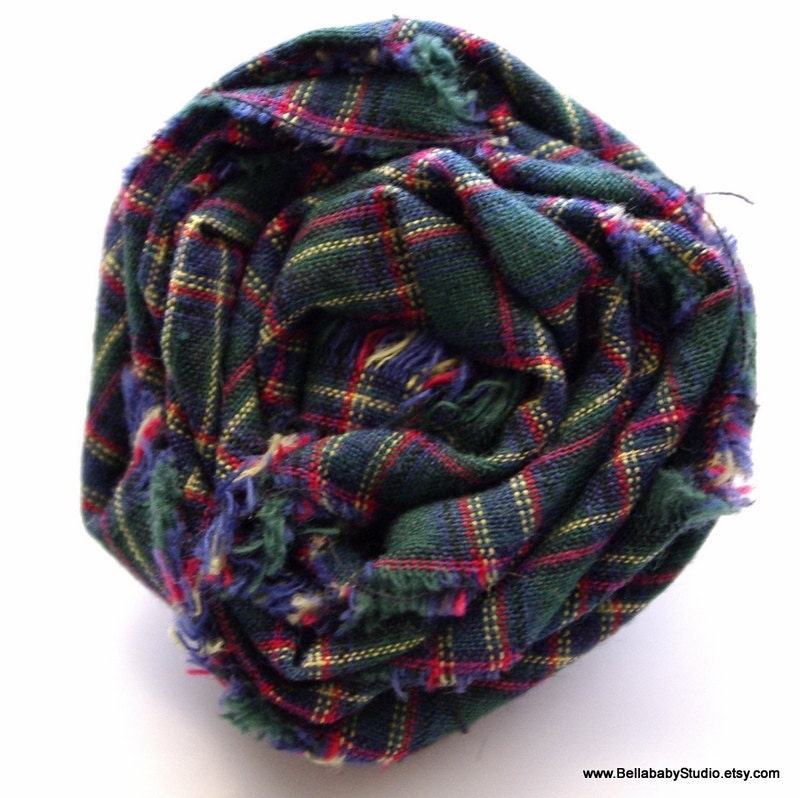 Green Plaid Rosette Dog Collar Accessory