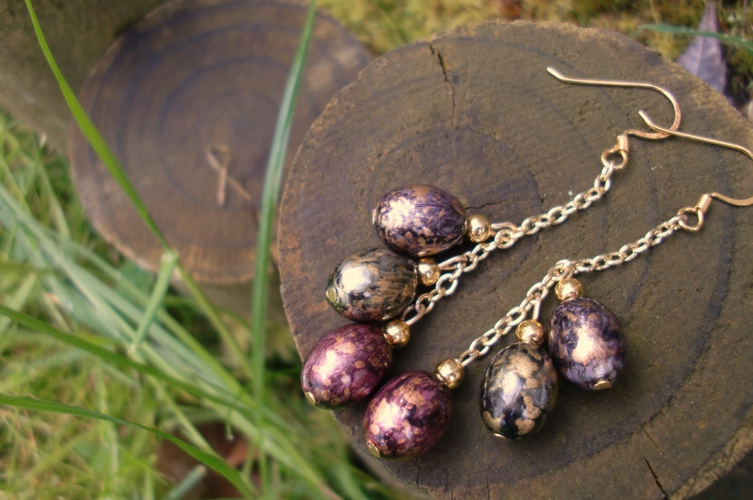 Upcycled Vintage 80's Gold Multicolored Earrings