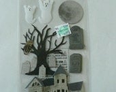 HAUNTED HOUSE Jolee's Boutique 3d Scrapbooking stickers - Haunted House, Ghosts, RIP, Graves, Moon, Owl