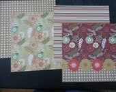 FOXY ASSORTMENT 12 x 12 Scrapbooking Paper by Stemma (4 sheets) - Buy 5 sets get 1 FREE- Retro, Flowers