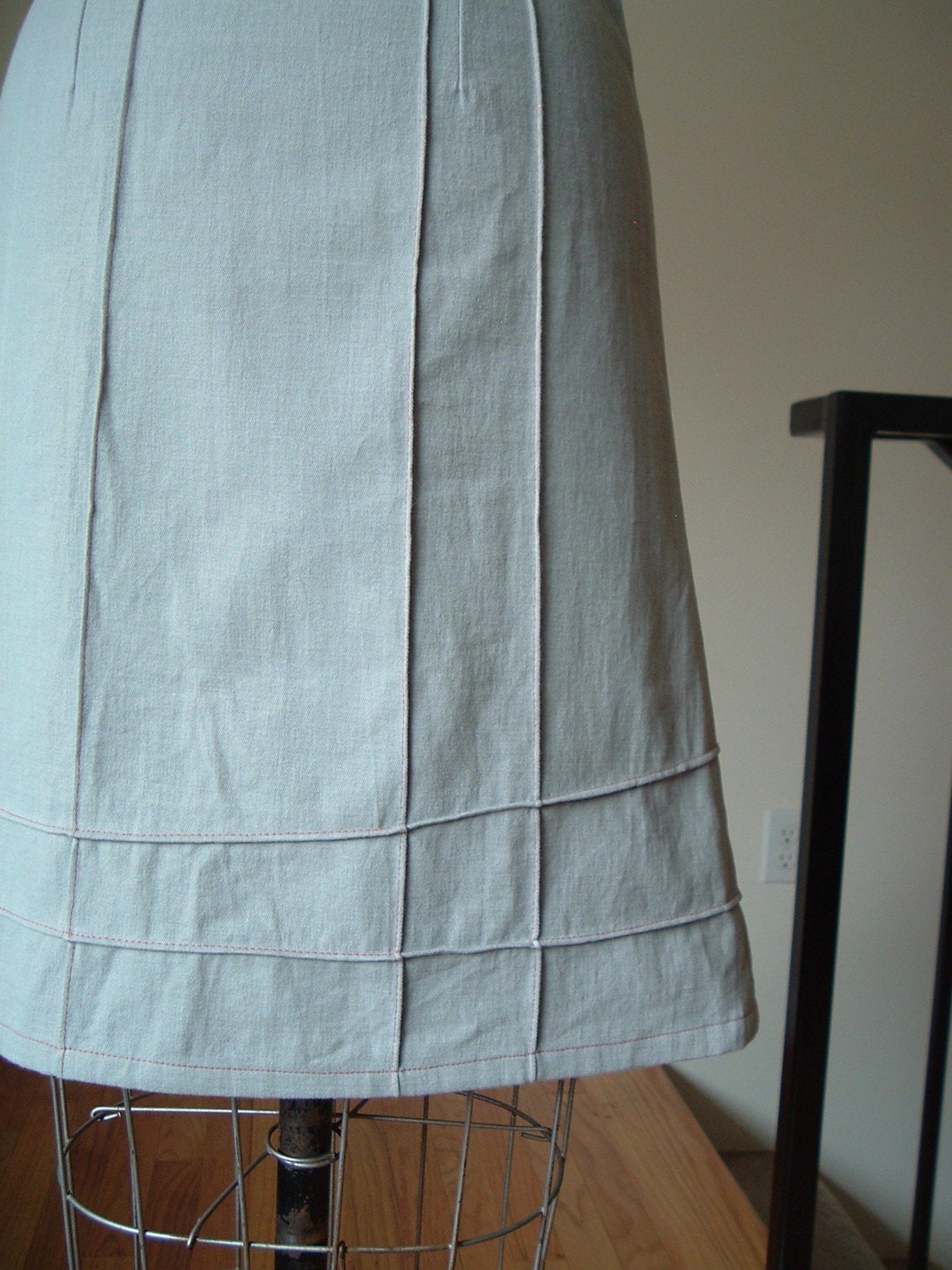 Grey Cotton Pin Tuck Skirt
