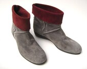 NEW SALE PRICE..WAS 44.00 NOW 24.00..Vintage Two-tone Suede Short Boots...SIZE 7...slouch-booties-pirate-style