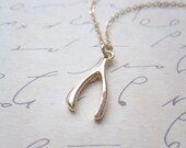 Gold Vermeil Wishbone Necklace 14k Gold Filled Chain