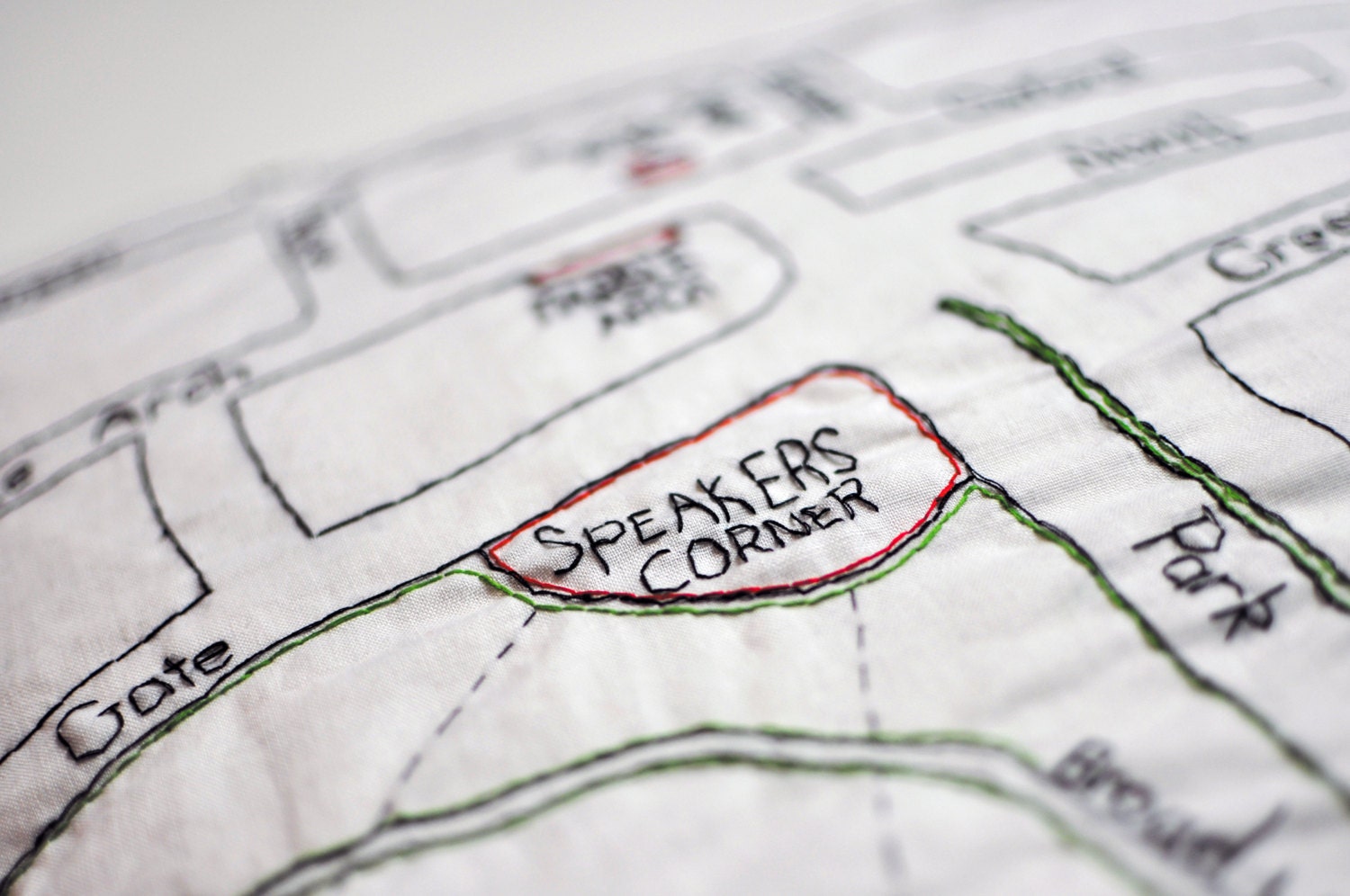 Embroidered London Map Cushion - Marble Arch