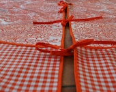 Orange Bloom  Mexican Christmas Oilcloth tree skirt LARGE REady to Ship-Free Shipping