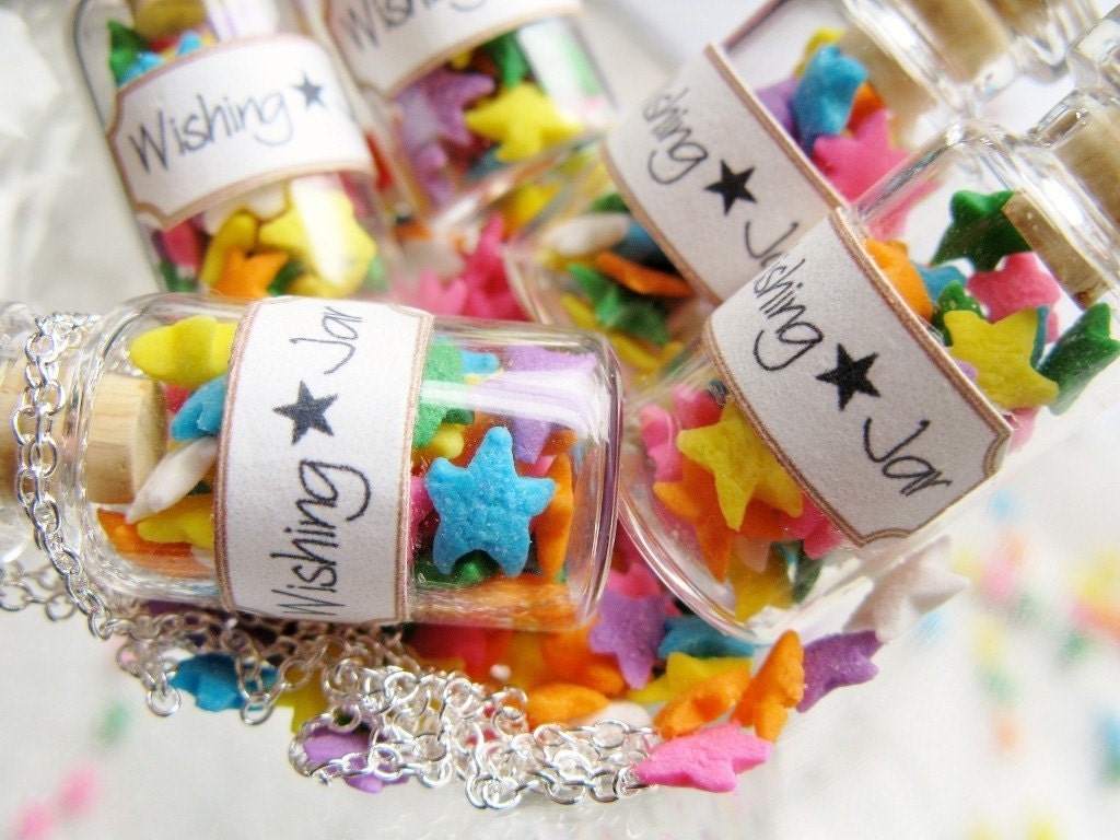 Wishing Star Jar Necklace - Glass Bottle Necklace - Mini Candy Jar - starfirewire