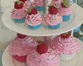 katy perry FAKE CUPCAKE - ornament cupcake ,magnet cupcake ,car mirror charm cupcake  ,christmas ornament cupcake , pink Icing mini size