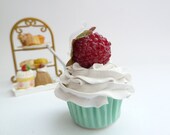 FAKE CUPCAKE - ornament christmas tree cupcake ,magnet cupcake ,cupcake ornament ,car mirror charm cupcake  , white Icing mini size