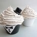 WEDDING RING BEARERS Bride And Groom fake cupcakes whimsical ring holder and can be wedding cake topper - melamine cup cream frosting