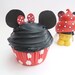Minnie Mouse Cupcake fake cupcake Christmas ornament  and Theme birthday party decoration and first birthday picture photo prop black icing