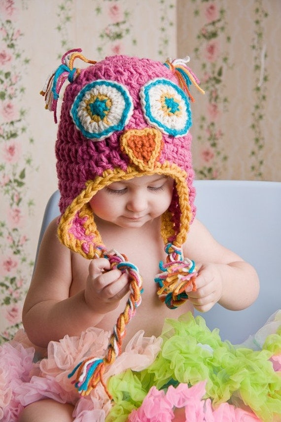 Baby Owl Hat with Earflaps (Newborn Baby & Child)