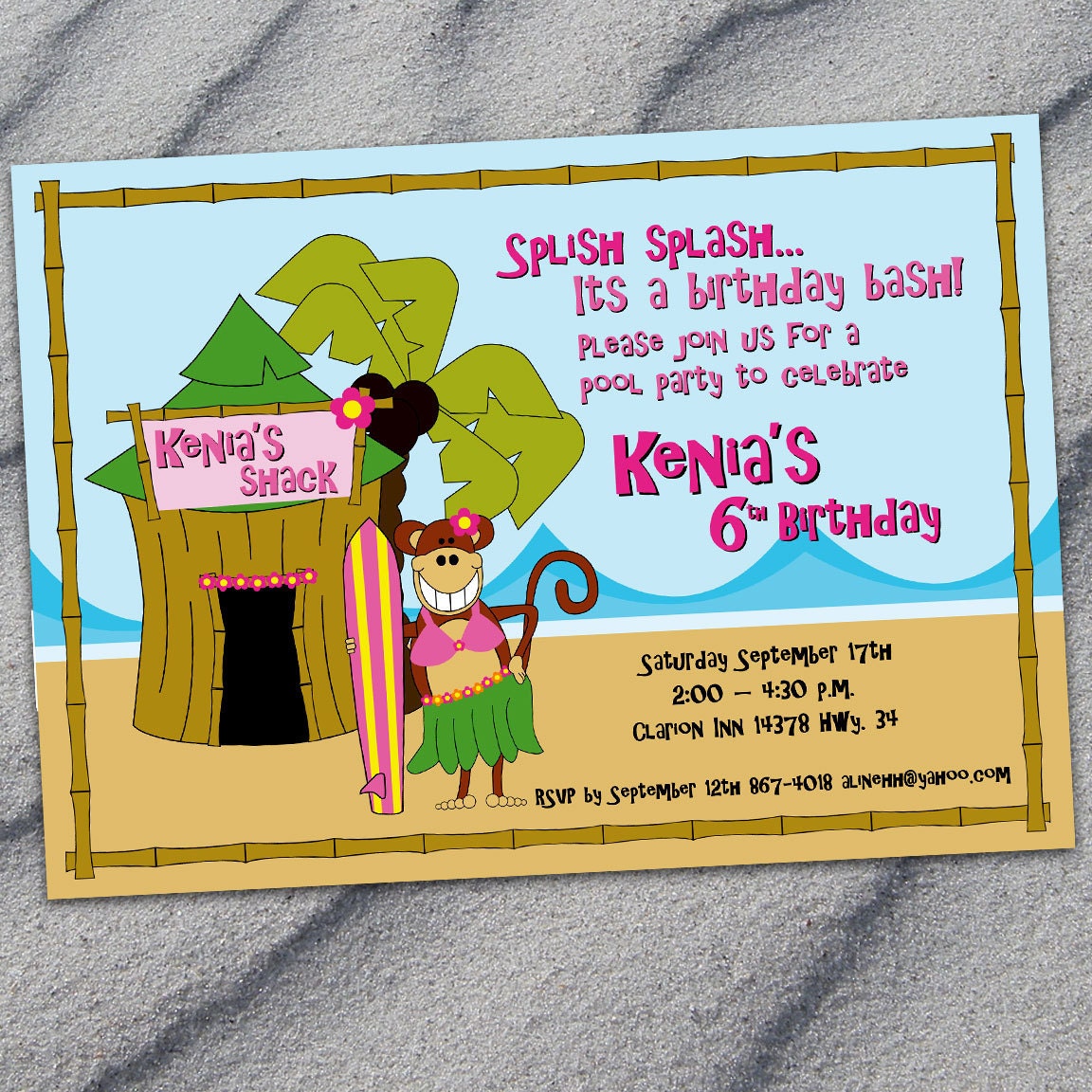 PERSONALIZED Beach MONKEY - Custom Printable Party Pack - DIY